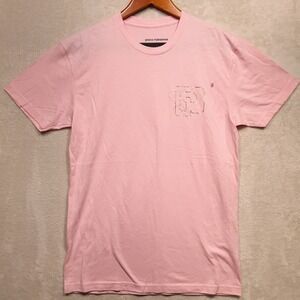 Paco Rabanne Parfums Mens Soft Cotton Crewneck T-Shirt Sz.S/Pink/Gold Logo